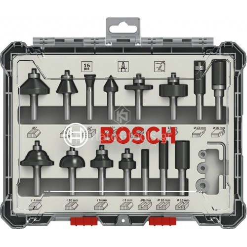 Σετ Φρέζες για ρούτερ Bosch 8mm 15 τεμαχίων 2607017472