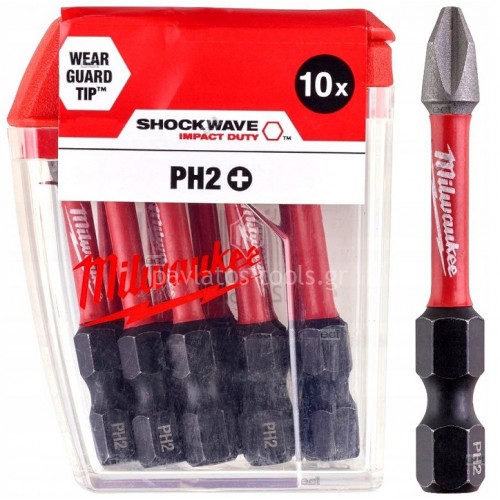 Σετ Μύτες Milwaukee Shockwave PH2x50mm 10 τεμαχίων 4932430855