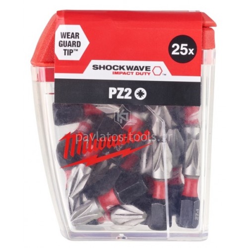 Σετ μύτες Milwaukee PZ2 25 τεμαχίων SHOCKWAVE 4932430864