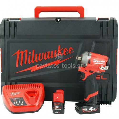 Μπουλονόκλειδο Milwaukee 12V Brushless M12 FIWF12-422X 1/2" (1x2.0+1x4.0 Ah) 4933464616