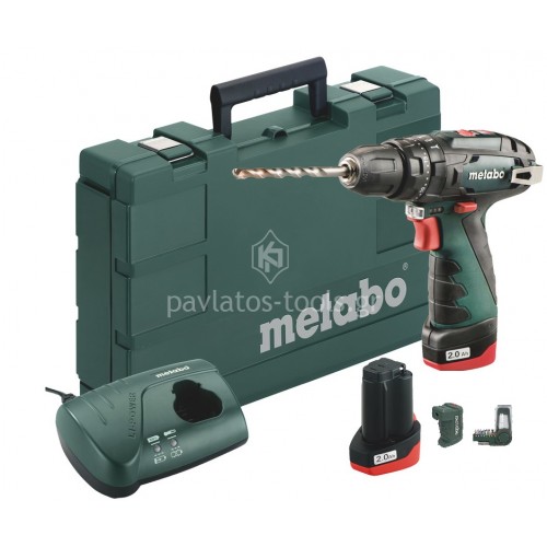 Κρουστικό Δραπανοκατσάβιδο Metabo 10,8V (2x2.0Ah) 2 ταχυτήτων PowerMaxx SB Basic Set με τροφοδοτικό 6.00385.91