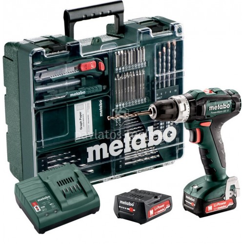 Κρουστικό Δραπανοκατσάβιδο μπαταρίας Metabo 12 Volt Powermaxx SB 12 Set (2x2.0 Ah) 6.01076.87