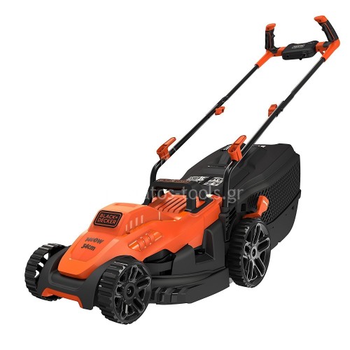 Ηλεκτρική μηχανή γκαζόν Black&Decker 1400W 34cm με ποδηλατική λαβή BEMW461BH