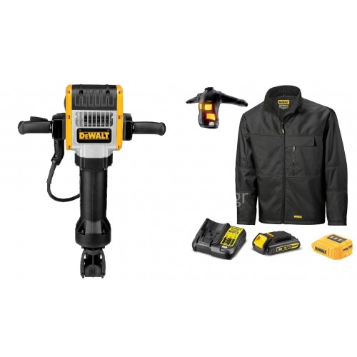 Πιστολέτο κατεδάφισης Dewalt 30κιλών 2100W D25980K+Μαύρο Θερμαινόμενο Μπουφάν Dewalt DCJ069C1 D25980KJ