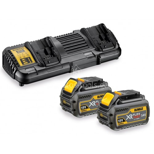 Πολυφορτιστής Dewalt XR FLEXVOLT διπλής θύρας 10.8-18.0 Volt με 2 μπαταρίες 6.0Ah DCB132T2