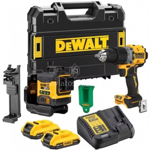 Σετ Dewalt Laser Τριών Γραμμών DCLE34031N+Κρουστικό Δράπανο DCD805 18V (2x2.0Ah) DCK2095D2T