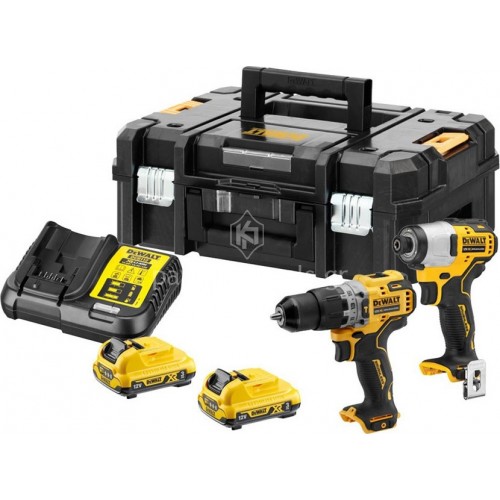 Σετ Dewalt Brushless 12V Κρουστικό Δραπανοκατσάβιδο DCD706+Παλμικό Κατσαβίδι DCF801 (2x3.0Ah) DCK2111L2T 