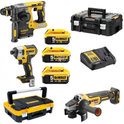 Σετ Dewalt Πιστολέτο DCH273+Παλμικό Κατσαβίδι DCF887+Γωνιακός τροχός DCG405 Brushless (3x5.0Ah) DCK305P3T