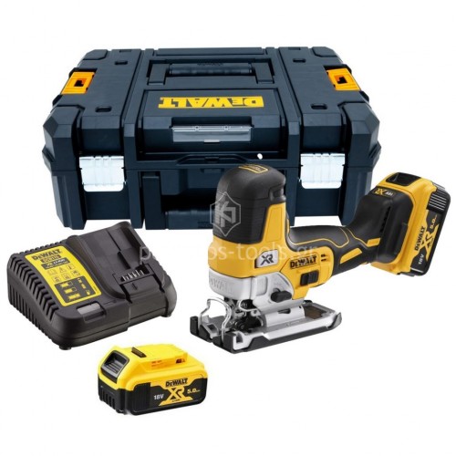 Σέγα ανοικτής λαβής Dewalt 18V Brushless (2x5.0Ah) με φορτιστή και βαλίτσα DCS335P2