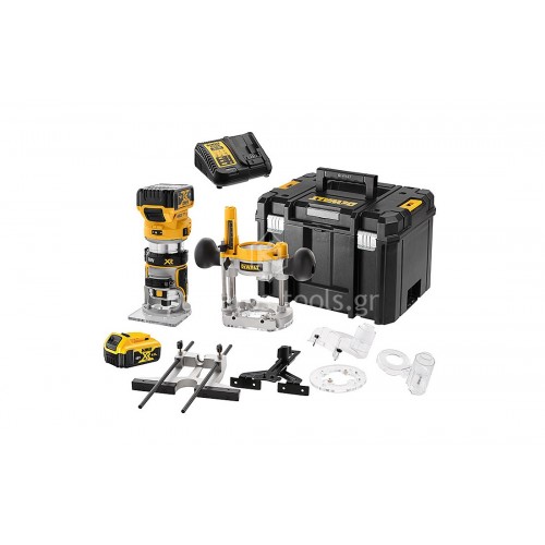 Ρούτερ Σταθερής Βάσης Dewalt 18V XR Brushless 8mm(1/4") (2x5.0Ah) με κασετίνα DCW604P2