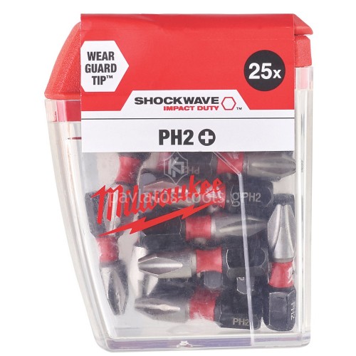 Σετ μύτες Milwaukee PH2 25 τεμαχίων SHOCKWAVE 4932430853