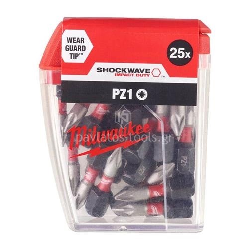 Σετ μύτες Milwaukee Shockwave PZ1x25mm 25 τεμαχίων 4932430861 