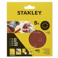 Σετ γυαλόχαρτα Stanley 125mm Quick Fit με διαφορετικές κοκκώσεις STA32047